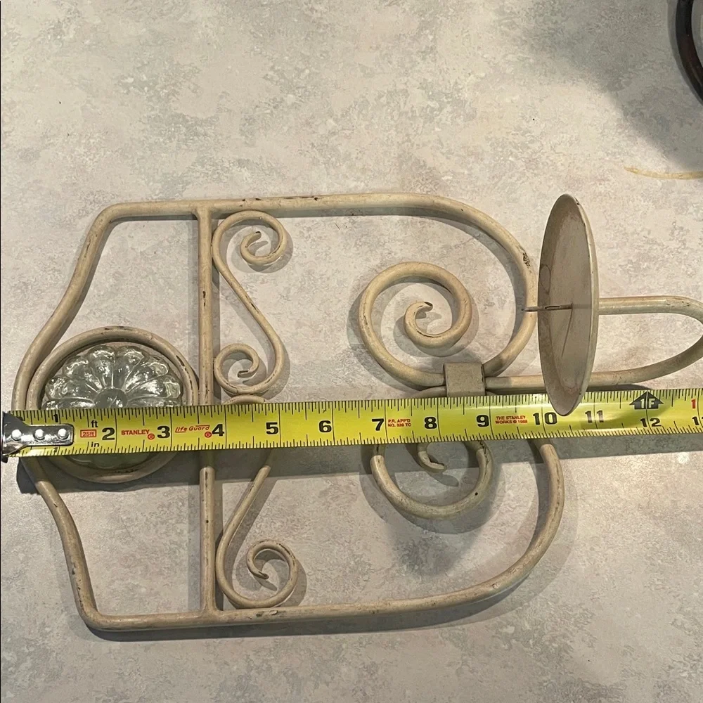 Wrought Iron Wall Sconce with Glass Accent